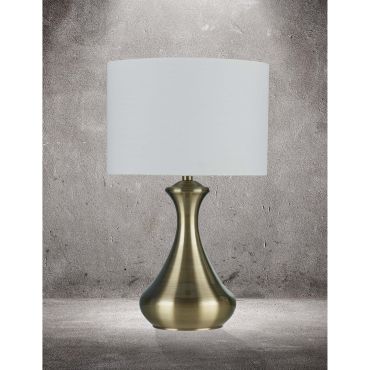 Searchlight Touch - tafellamp - Ø 24 x 40 cm - 3 stappen dimbaar - antiek messing en crème