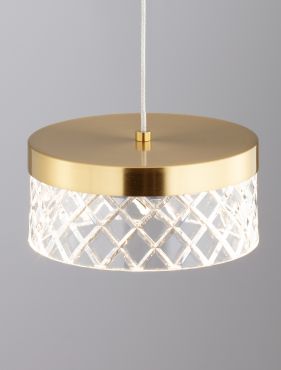 Nova Luce Bion - hanglamp - Ø 15 x 120 cm - 6W LED incl. - messing goud
