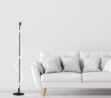 Searchlight Serpent - vloerlamp - Ø 23 x 141 cm - 20W dimbare LED incl. - zwart en opaal