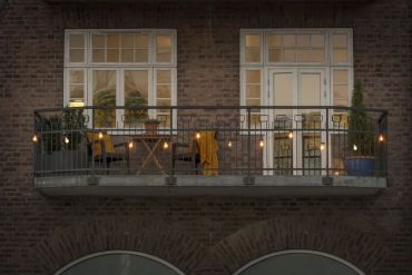 Konstsmide - decoratieve party lichtset met dimfunctie en vervangbare LED - 4,5m lengte met 10m snoer - 10 LED lampen incl. - 4,2W - IP44 - zwart