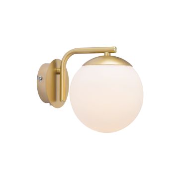 Nordlux Grant 15 - wandverlichting met schakelaar - 14,5 x 16,4 cm - messing en opaal wit