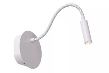 Lucide Jolijn - wandlamp met flexibele leesarm - oplaadbaar via USB-kabel - Ø 11 x 3,2 cm - 2W led incl. - wit