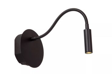 Lucide Jolijn - wandlamp met flexibele leesarm - oplaadbaar via USB-kabel - Ø 11 x 3,2 cm - 2W led incl. - zwart
