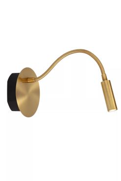 Lucide Jolijn - wandlamp met flexibele leesarm - oplaadbaar via USB-kabel - Ø 11 x 3,2 cm - 2W led incl. - messing