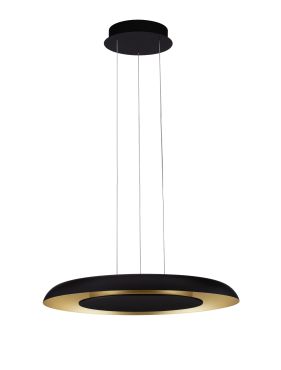 Nova Luce Epos - hanglamp - Ø 60 x 145 cm - 38W dimbare LED incl. - zandzwart en geborsteld goud