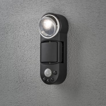 Konstsmide Prato - buiten wandlamp op batterijen met bewegingssensor - 10 x 7 x 26 cm - 1W LED incl. - IP44 - zwart