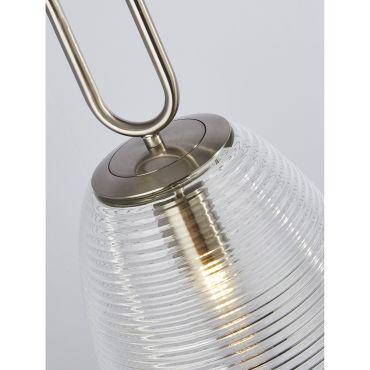 Searchlight Elixir - hanglamp - Ø 24 x 130 cm - transparant en satijn nikkel
