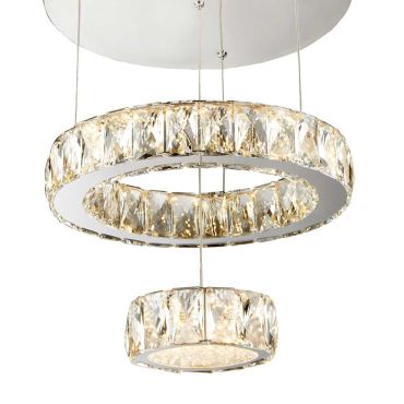 Searchlight Clover - hanglamp - Ø 35 x 70 cm - 28W LED incl. - chroom