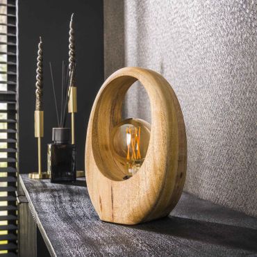 Vico Arch Wood - tafellamp - 20 x 13 x 30 cm - bruin