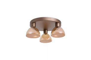 Searchlight Cannes - plafondlamp - Ø 47 x 17,1 cm - 21W dimbare LED incl. - koffiebruin en amber