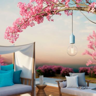 Creative Cables Eiva Pastel - buitenhanglamp met siliconen plafondbevestiging - Ø 12,5 x 514,5 cm - IP65 - zachtblauw