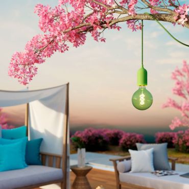 Creative Cables Eiva Pastel - buitenhanglamp met siliconen plafondbevestiging - Ø 12,5 x 514,5 cm - IP65 - zachtgroen