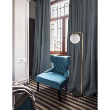 Nova Luce Alvarez - staanlamp - 140 cm - satijn goud en opaal