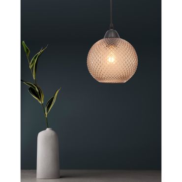 Nova Luce Porto - hanglamp - Ø 18 x 140 cm - oker glas
