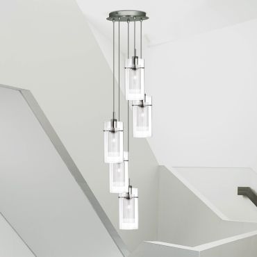 Searchlight Duo 1 - hanglamp - Ø 28 x 120 cm - chroom en transparant