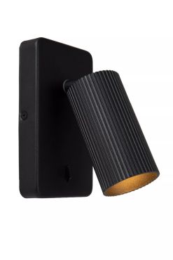 Lucide Clubs - wandspot - 9 x 14,9 x 16 cm - zwart