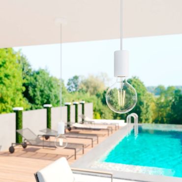 Creative Cables Eiva - buitenhanglamp met siliconen plafondbevestiging - Ø 12,5 x 164,5 cm - IP65 - wit