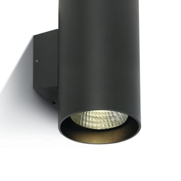 ONE Light Outdoor Wall Cylinders High Power - buiten wandverlichting - 14 x 18 x 30 cm - 2 x 20W dimbare LED incl. - IP65 - antraciet - warm witte lichtkleur