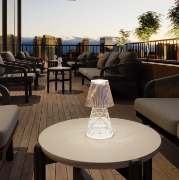New Garden Lola 20 Lux - oplaadbare tafellamp via USB-kabel - 1,5W LED incl. - Ø 11 x 20 cm - IP54 - transparant
