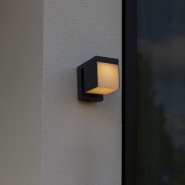 Lutec Prima - buiten wandlamp op zonne-energie met sensor - 10 x 13,5 x 16 cm - 9,5W LED incl. - IP44 - donker grijs