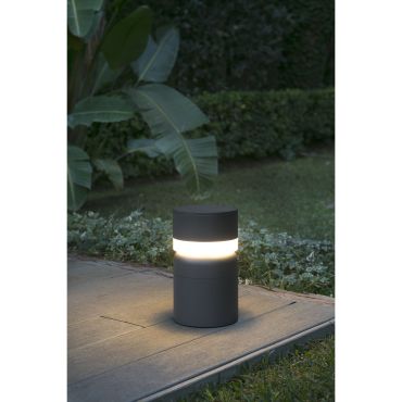 Faro Sete - tuinpaal - Ø 14,5 x 25 cm - 6W LED incl. - IP54 - donkergrijs