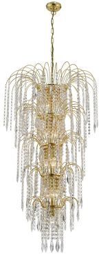 Searchlight Waterfall - luster - Ø 58 x 264 cm - goud en transparant