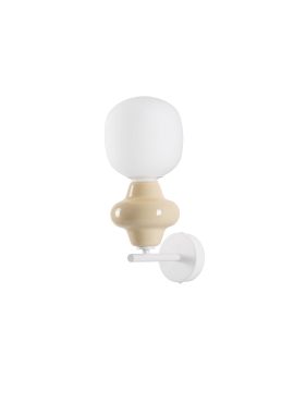 Nova Luce Clio - wandlamp - Ø 15 x 37 cm - geel en opaalglas