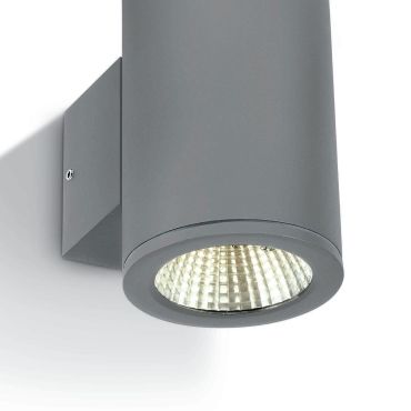 ONE Light Outdoor Wall Cylinders Up &amp; Down Beam - buiten wandverlichting - 8 x 10,6 x 13,8 cm - 2 x 6W LED incl. - IP54 - grijs