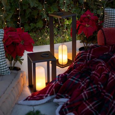 New Garden Siroco 30 - draagbare vloer- en tafellamp - 18 x 18 x 30 cm - 2W dimbare LED incl. - IP54 - zwart