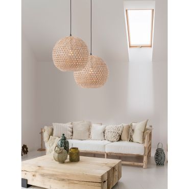 Nova Luce Melody - hanglamp - Ø 40 x 250 cm - bruin en zwart