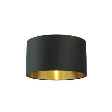 Searchlight Drum Shade - lampenkap - Ø 50 x 28 cm - donkergroen en geborsteld goud