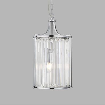 Searchlight Victoria - hanglamp - Ø 26 x 150 cm - chroom en transparant
