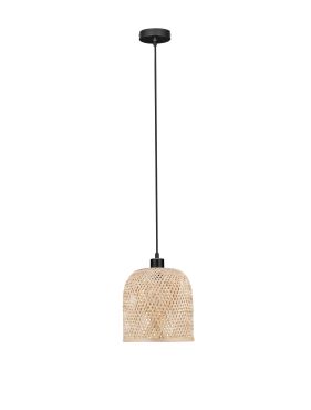 Nova Luce Intra - hanglamp - Ø 23 x 130 cm - natuurlijk bamboe en zwart