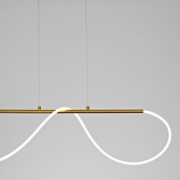 Nova Luce Tiriac - hanglamp - 90 x 20 x 120 cm - 29W dimbare LED incl. - goud en wit