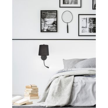 Nova Luce Sage - wandverlichting met schakelaar - 20 x 29 x 59 cm - 3W LED incl. - zwart