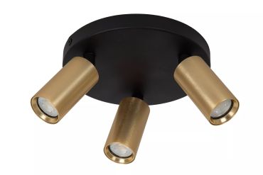 Lucide Ritmo - opbouwspot 3L - Ø 18 x 11,1 cm - zwart met goud