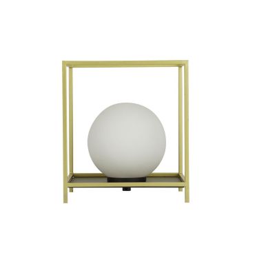 Searchlight Block - tafellamp - 18 x 18 x 20,5 cm - goud en opaal