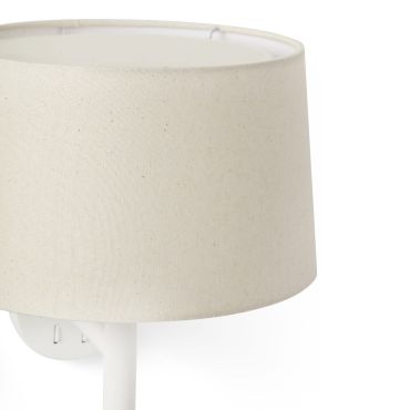 Faro Windsor - wandlamp met leeslamp - Ø 29 x 49,9 x 26,5 cm - mat wit en linnen