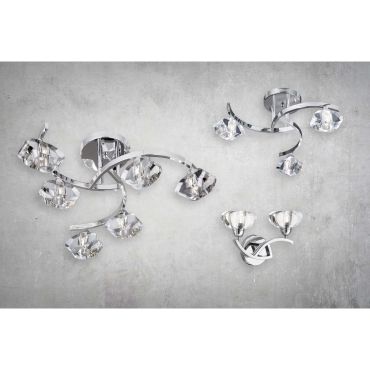 Searchlight Sculptured Ice II - wandverlichting met trekschakelaar - 27 x 18 cm - chroom