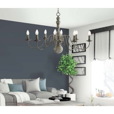 Searchlight Greythorne - luster - 89 x 63 x 150 cm - grijs