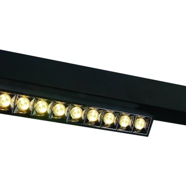 ONE Light magnetisch railsysteem MAXI - kantelbare linear - railspot - 27 x 3,4 x 9,5 cm - 22W LED incl. - zwart met zilveren reflector