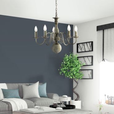 Searchlight Greythorne - luster - Ø 60 x 133 cm - grijs