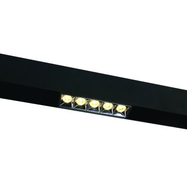 ONE Light magnetisch railsysteem MAXI - linear - railspot - 13,8 x 3,7 x 4,7 cm - 12W LED incl. - zwart met zilveren reflector