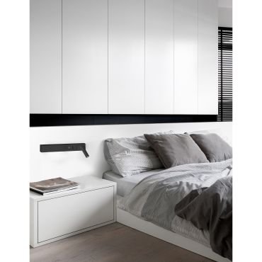 Nova Luce Vida - wandverlichting met schakelaar en USB-lader - 35 x 10 x 8 cm - 5W + 3W LED incl. - zand zwart