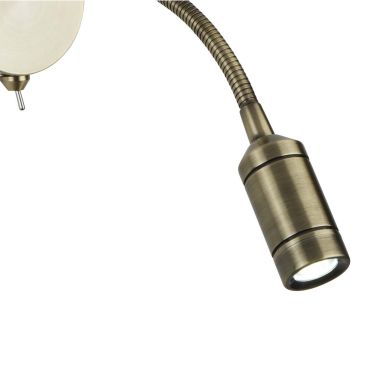 Searchlight LED Adjustable Wall Lights - wandverlichting met schakelaar - 7 x 24 cm - 1W LED incl. - antiek messing