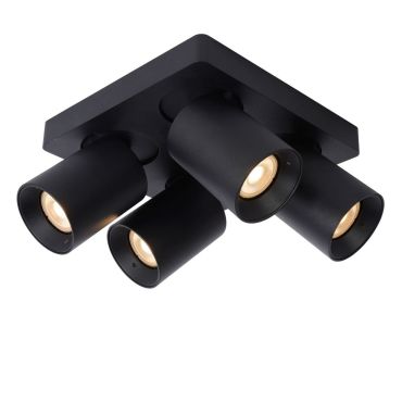 Lucide Nigel - opbouwspot - 20 x 20 x 11,3 cm - 4 x 5W dimbaar incl. - dim to warm - zwart
