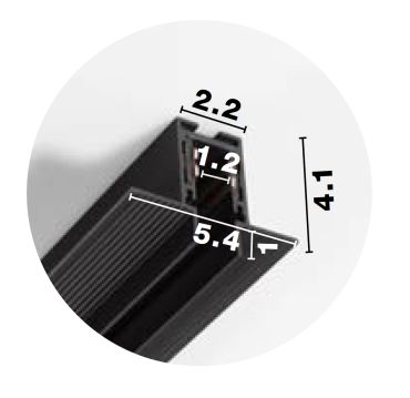 Nova Luce Ultra Slim - trimless inbouw magnetische rail met 1cm diepe vleugels - 200 cm - zwart