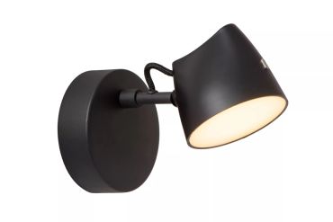 Lucide Milne - wandlamp - Ø 10 x 16,5 cm - 6W dimbare LED incl. - zwart