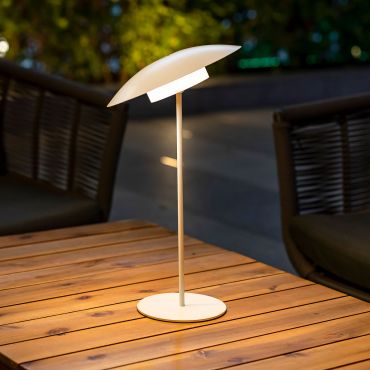 New Garden Sardinia 40 - oplaadbare tafellamp - Ø 22 x 40 cm - 6W dimbare LED incl. - IP44 - wit