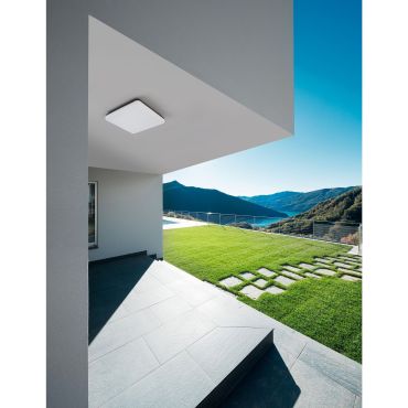 Nova Luce Tommy - buiten plafondverlichting - 28 x 28 x 6 cm - 24W LED incl. - IP54 - donkergrijs en wit